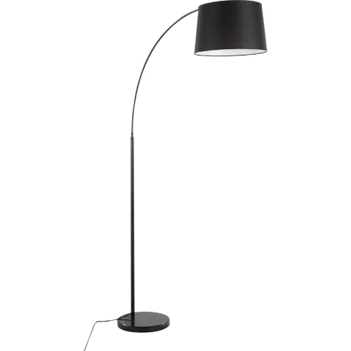 March Floor Lamp in Black Marble, Black Metal & Black Linen Shade